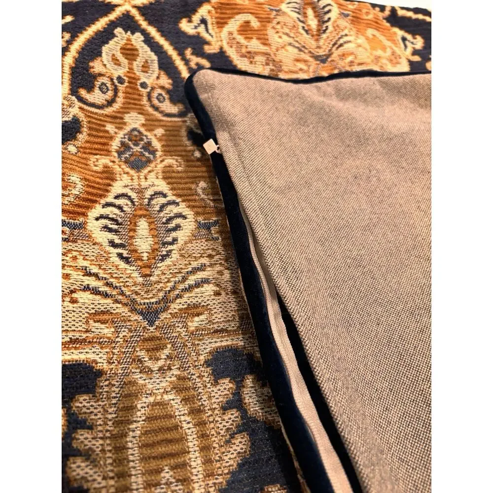 Eastern Accents HEAVY Euro Pillow Cover Sham Tapestry Arthur Ochre Gold Blue